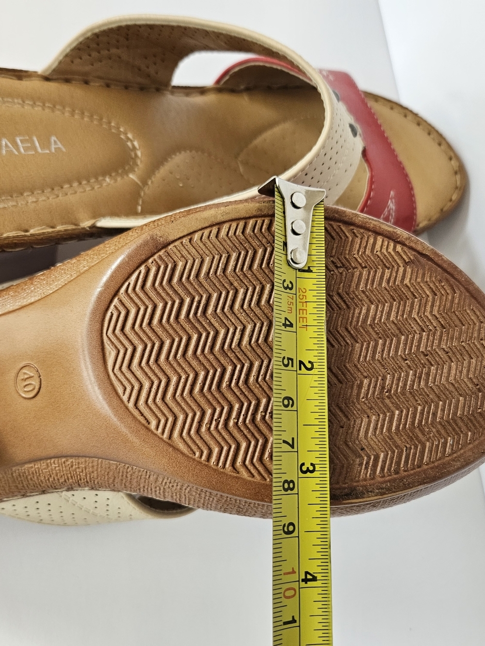 MICHAELA Women's Comfort Wedge Sandals Mules Colorblock Red Cream Size EU 40 - Picture 13 of 13